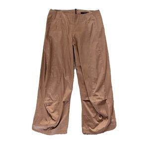 ELM Design Cropped Brown Pants Gathered Knee Minimalist Modern Size M